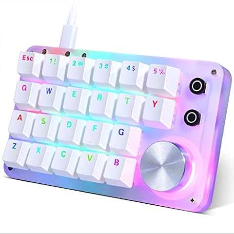 Koolertron One-Handed Macro Mechanical Keyboard, Single Handed Gaming Keypad with Fully Programmable Keys for Knobs and Keys (Red Switches)，Portable 24-Keys with RGB Backlit for Games Cover