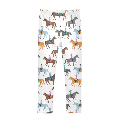 Girls Leggings Size 4T Horse White Soft Stretchy Yoga Pants Tights Girl Clothes for School Dance