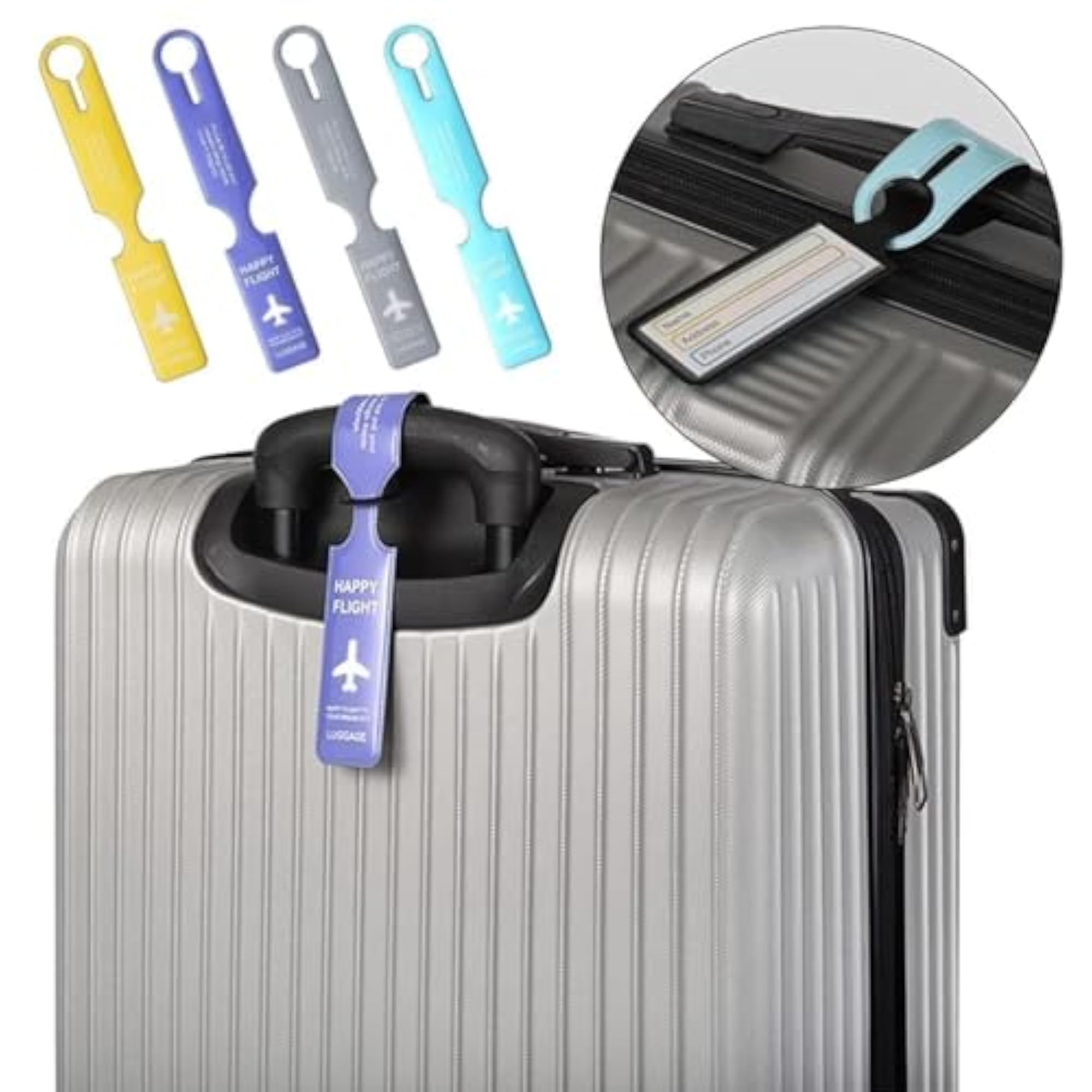 Luggage Tags 4 Pack, PVC Travel Name Labels