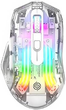 Bluetooth Wireless Mouse,Tri-Mode 2.4G/USB-C, Up to 3600 DPI,Transparent Mechanical Gaming Mouse,Chroma RGB Backlit, Must-Have Cool USB Computer Mouse for Gaming and Esports White