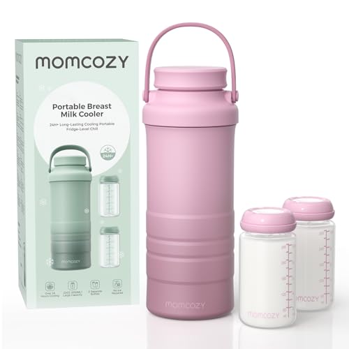 Image of Momcozy 22oz Portable Breast Milk Cooler for Outdoor, Life Saver with 360° Total Cooling for 24 Hours, Larger Capacity Travel Breastmilk Chiller with 2pcs Baby Bottles for Breastmilk Storage