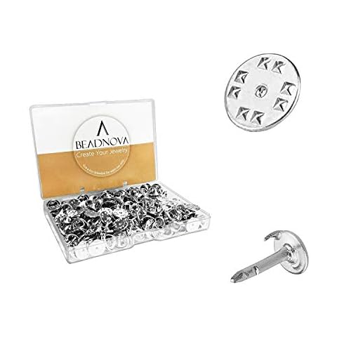 BEADNOVA Blank Pins with Pin Backs 300 Pairs Silver Cover