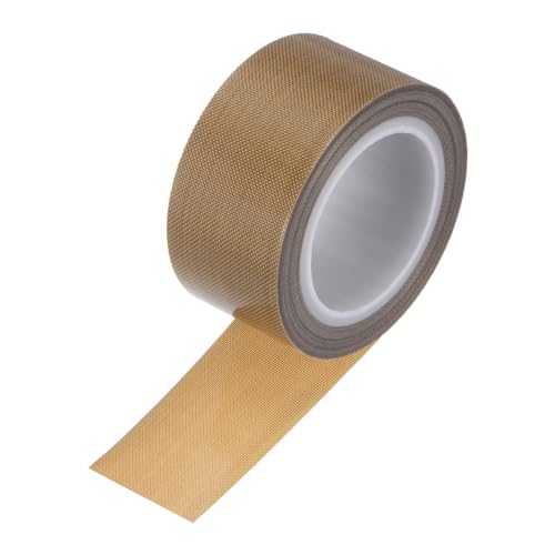 Image of HARFINGTON Fabric PTFE Tape Roll, 1 inch x 16ft High Temperature PTFE Adhesive Tape 0.18mm Thickness for Vacuum Sealer Machine Hand Sealers, Brown