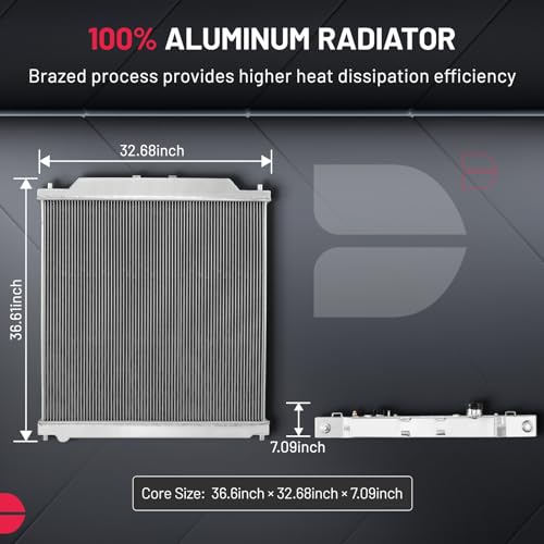 Image of BDFHYK Radiator for Ford F-250 F-350 F-450 F-550 Super Duty 2003-2007, for Ford Excursion 2003-2005, 6.0L V8 Diesel, Aluminum Core 2-Row 40mm, CU2741 2741 4C3Z8009BA