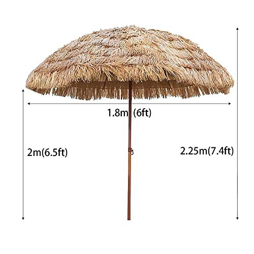 Naosin-Nithatched Tiki Umbrella, Round Hawaiian Style Umbrella, Tilt, Straw Top With Sun-Resistant Fabric, For Outdoor, Sunshade, Gardens, Pool, Balcony, Patio #TOP1