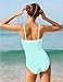 WIQI Girls Bathing Suits Size 8-10 Girls One Piece Swimsuits Cyan Color Contrast Trim Kids Swimwear with Cover Up Skirt