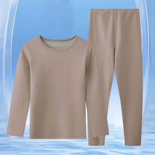 Generisch 2026 Kids Thermal Underwear Warm Winter Fleece Lined Base Layer Top Bottom Comfortable Seamless Indoor Outdoor, khaki, 8-9 Jahre - Image 3