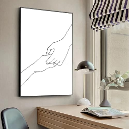 Affiches baiser d'amour noir et blanc couple art mural en toile 80x120 cm