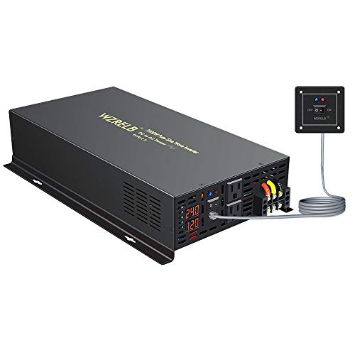 Image of WZRELB 3500W 24VDC 120VAC Pure Sine Wave Power Inverter, 2 AC Outlets, Wired Remote Control, RV (RBP-350024WR)