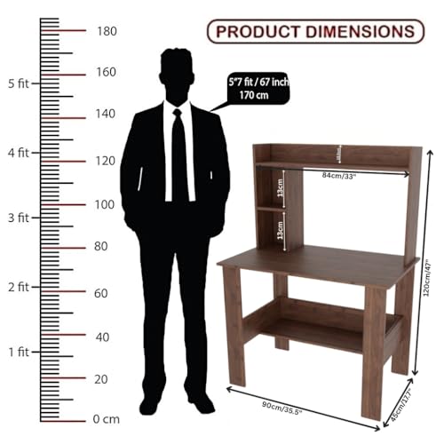 Image of SPYDER CRAFT Modern Daisy Engineered Wood Study Table with Storage Shelf | Clean Minimalist Computer Desk for Home, Office, & Bedroom | Durable & Easy to Clean (Columbian Walnut) (Assembly DIY)