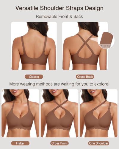 Image of Womens Wireless Jelly Bras No Underwire Support Push Up Removable Straps (U /Cross /Halter) Everyday Sports Bra