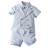 camisas para niño manga corta Bonito diseño de cuadros azules, mangas cortas que hacen que tu hijo sea más transpirable.