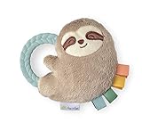 Itzy Ritzy - Ritzy Rattle Pal with Teether - Baby Teething Toy Features A Minky Plush Character, Gentle Rattle Sound & Soft Teether Toy for Newborn (Sloth)