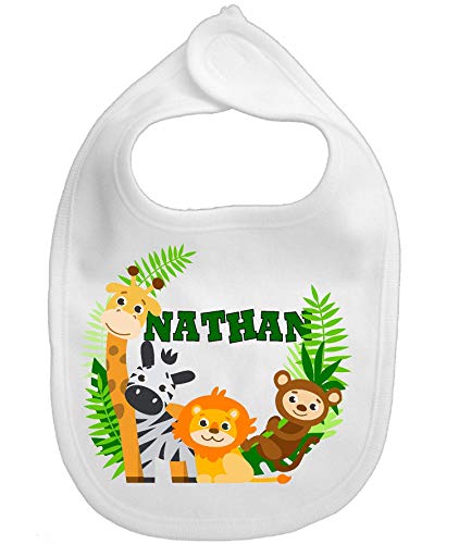 Bib Jungle Zoo Animals Baby Boy Girl Infant Personalized Custom Name Micro Fiber #TOP4