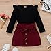 Mubineo Toddler Baby Girl 3PCS Fall Winter Skirt Outfits Long Sleeve Shirt Tops Plaid Skirts Hat Set (Dcg Black Wine Red, 18-24 Months)