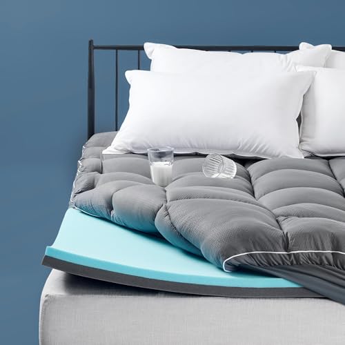 SLEEP ZONE Dual Layer 4 Inch Memory Foam Mattress Topper, 2 inch...