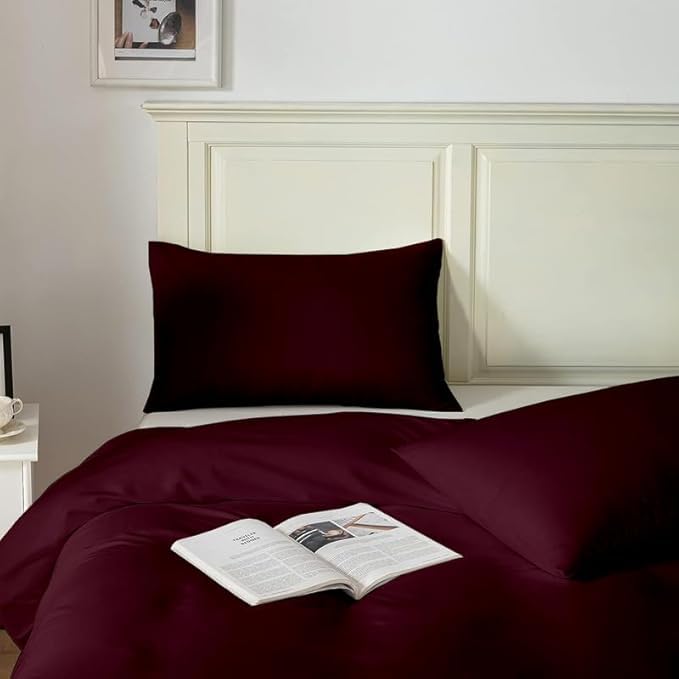 Image of Amazing Super Soft Double Bed Woollen Quilt Cover, 310TC Warm Duvet Cover, Woolen Duvet Cover /Rajai Cover /Blanket Cover /Quilt Cover King Size=90x100 Inches, Winter Blanket Cover (Wine)