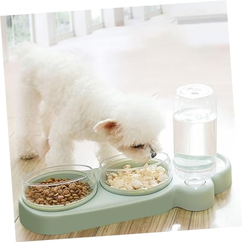 PURAM-Pet-Water-Dispenser-3-in-1-Pet-Double-Bowls-2-Food-Bowls-1-Water-Feeder-Set-Food-Feeder-Set-for-Cats-Puppy-Small-Dogs-Easy-Cleaning-with-Waterer-Bottle-for-Indoor-for-Cat-Dog