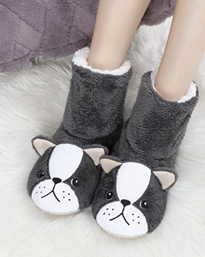 Image of DICUIRD Womens Slipper Socks Comfy&Warm Animal Non-Skid Bedroom Slipper Booties