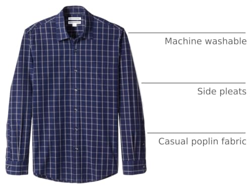 Image of Amazon Essentials Men's Regular-Fit Long-Sleeve Casual Poplin Shirt, Button Front, Business Casual, Collared