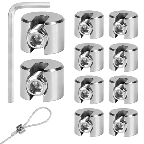 MIGUBIGU 10 PCS Morsetto per Cavo Acciaio 3 mm M8, Clip per Fune Metallica con Chiavi Inglesi, Morsetti per Cavi Acciaio, per Fune di Acciaio, Tendicinghi, Tenda Fissa