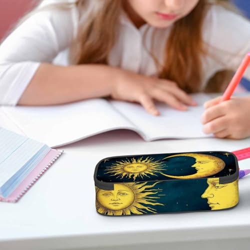 Image of Sun Moon Pencil Case Gold Stars Sky Astrology Constellation Pencil Bag Pouch Box Organizer for College School Students Boy Girl