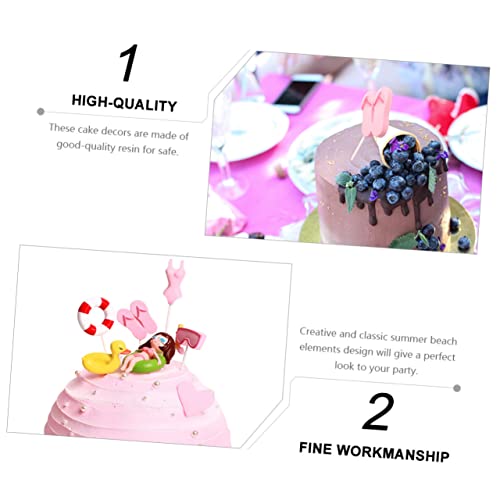 Decoración para tartas de cumpleaños con kit de casa de playa en miniatura PRETYZOOM 4