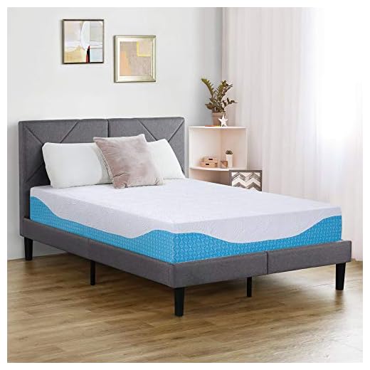 PrimaSleep 12 Inch Multi-Layered I-Gel Infused Memory Foam Mattress | White/Blue | Queen