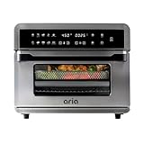 Aria 30 Qt Air Fryer Oven, Stainless Steel Air Fryer with Basket, Grill Racks, Crumb & Drip Tray, Easy Clean Large Countertop Convection Oven, XL Touchscreen Display & Cooking Presets, Black
