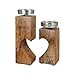 Produktbild GILDE 2er Set Kerzenleuchter Liebe aus Mangoholz - naturfarben - Herzmotiv mit Spruch - Höhe 23cm x Breite 14cm