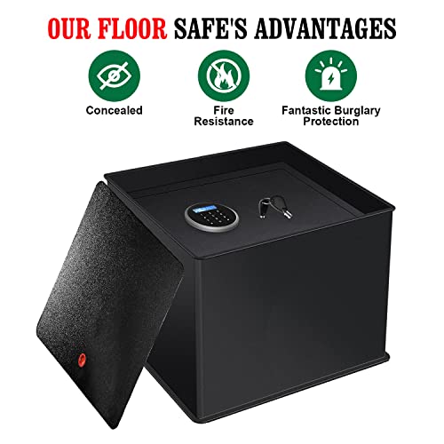 Retllas Floor Safe Fireproof Safe Box In-Ground Home Security Vault Underground Money Safe Electronic Diversion Hidden Safe,1.86Cu.ft(430Lcd-Electronic) #TOP6