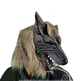 Soochat Werewolf Mask Halloween Wolf Mask Scary Latex Full Head Mask for Masquerade Cosplay Party Horror Costume