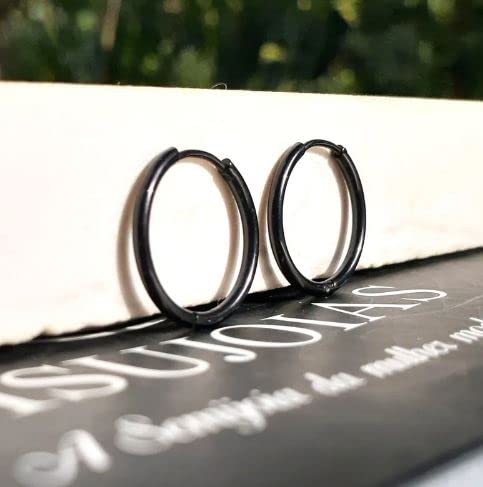 Brinco Masculino Black 15mm de Diâmetro - Aço Inoxidável - PAR