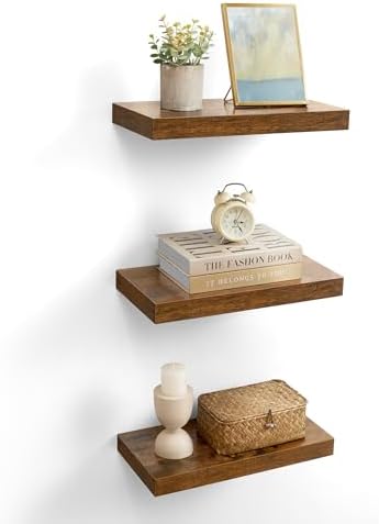 VASAGLE Wall Shelves Set of 3, Floating Shelves, Wall Mounted, 7....