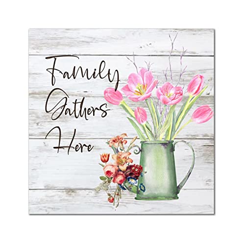 Panneau en bois tulipe avec motif printanier pour décoration murale