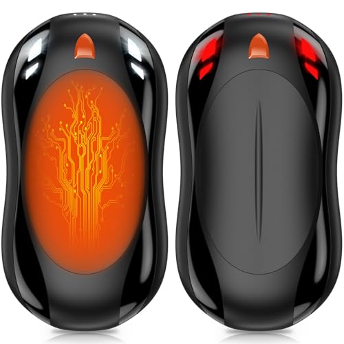 Cbroer 2 Pack Hand Warmers Rechargeable, 6000mAh AI Smart Chips Hand Warmers, Long Lasting Portable Heater for Christmas Xmas, Golf, Hunting Gear, Camping Accessories (Black, Normal)