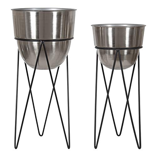 Kate and Laurel Mantua Modern Metal Planter Set, Set of
