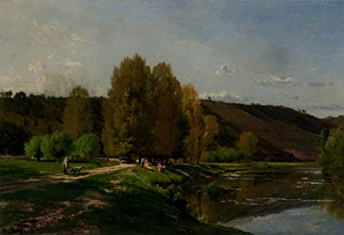 Tableau Vaches Au Bord D'un Fleuve pour habiller un grand mur vide avec élégance