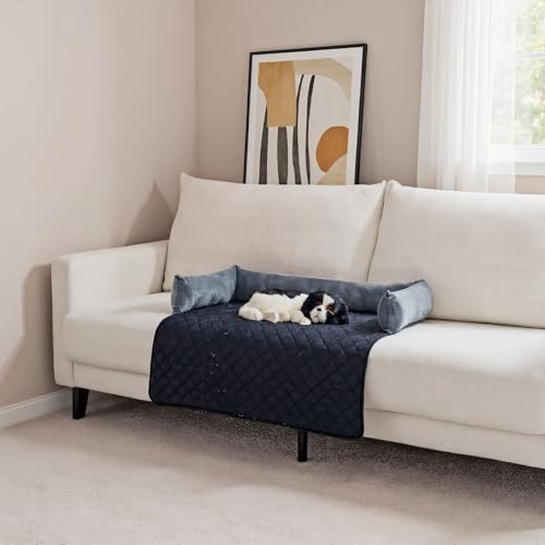 OKYUK Hundebetten Hundekissen - Sofaschutz, handgefertigtes Hundebett waschbar, hundekissen,Couchkissen, Hundematte Flauschiges Hundebett für große, mittelgroße & kleine (Grauschwarz,75 ×75cm)