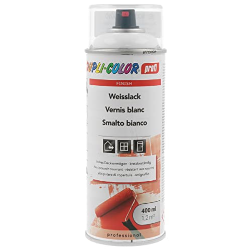 DUPLI-COLOR profi Weißlack glänzend Spray 400 ml – Hochdeckender Acryl Sprühlack für Metall, Holz & Kunststoff, Schnelltrocknend, Glatte Oberflächen