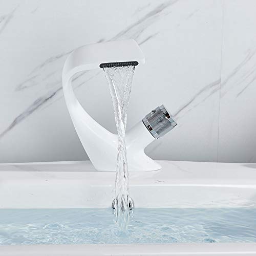 Robinet de salle de bain cascade blanc mitigeur eau chaude froide