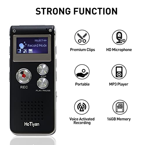 Voice Recorder 16Gb Capacity Voice Activated Recording Device Digital Voice Recorder For Lectures, Meetings, Interviews Audio Recorder With Usb Rechargeable Wav/Mp3 Tape Recorder (16Gb) #TOP4
