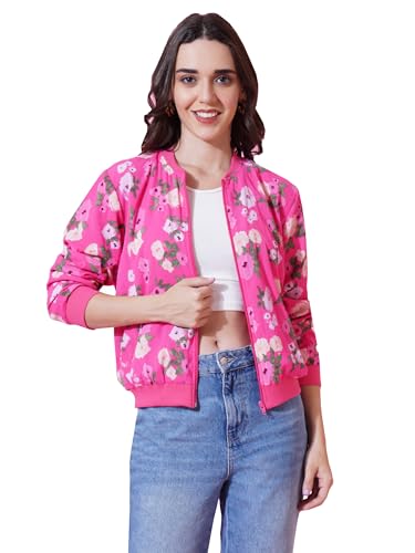 Image of 9 Impression Women's Printed Bomber Jackets | Full Zipper Regular Jacket | Casual Sweatshirt | Oversized Jackets for Women | Outdoor Office Wear Winter Jackets