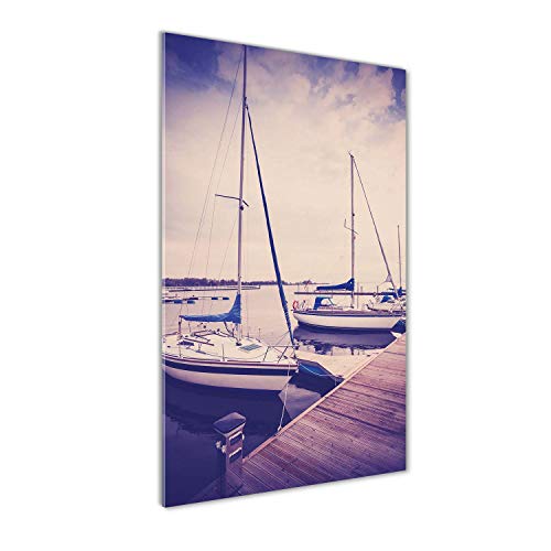 Impression sur verre acrylique 70x140 cm style vintage retro bleu de luxe - 2