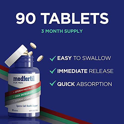 Medfertil For Men Dietary Supplement (90 Ct) With L-Carnitine, Vitamin C, E, B12, Folate, Zinc, Selenium, And Co-Q10 / Once A Day Tablet/ 3 Month Supply/ Elan Healthcare #TOP6