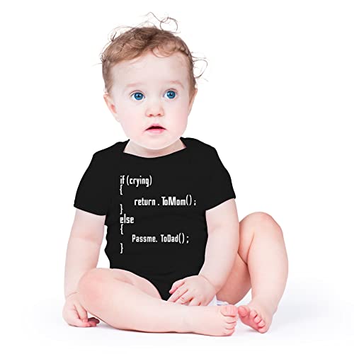 AW Fashions Crying Return to Mom Else Pass to Dad - Funny Coding Cuteness - Cute One-Piece Infant Baby Bodysuit (Newborn, Black)