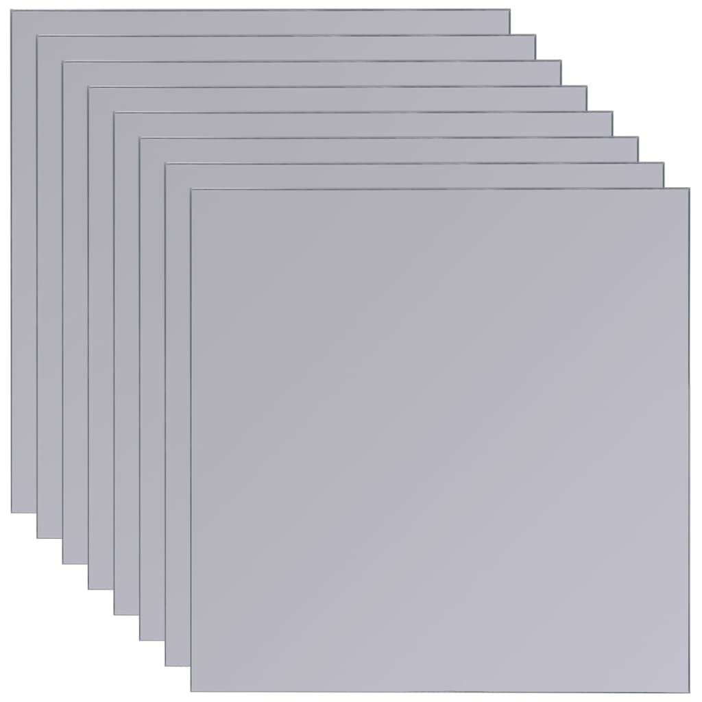 Piastrelle a Specchio Senza Cornice in Vetro 8 Pezzi, Design Moderno, Riflettenti e Resistenti, Specchio da Parete Moderno, Specchio Camera da Letto, Adatto per Bagno e Ingresso, 20.5x20.5 cm