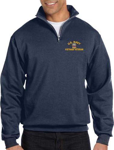 MilitaryBest U.S. Navy Vietnam Veteran Embroidered Quarter-Zip Pullover