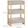 Relaxdays Badregal Mit 3 Faltbaren Körben – 65x28x25,5 Cm, Holz Natur/grau, 30 Kg Traglast, Für Bad & Mehr