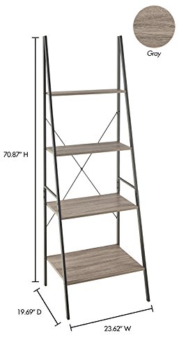 ClosetMaid 1316 4-Tier Wood Ladder Shelf Bookcase, Gray